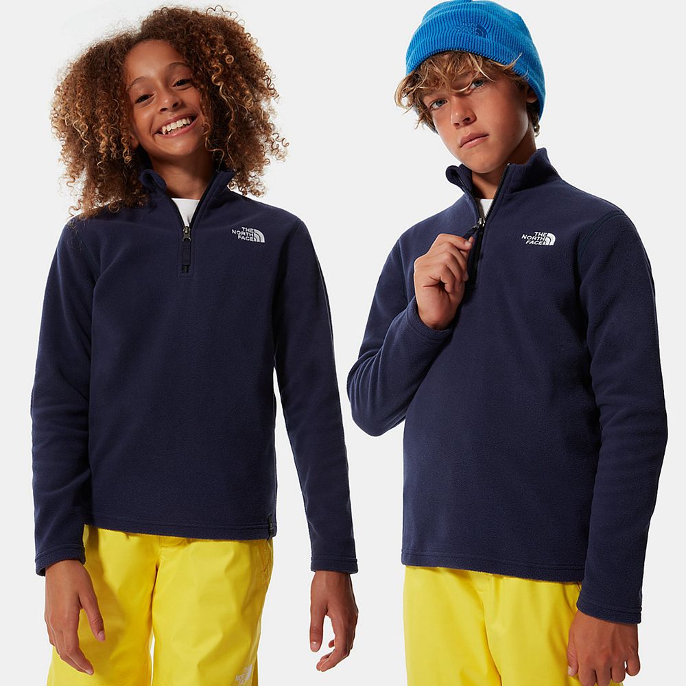 The North Face Fleeces Youth Australia - The North Face Glacier Quarter Zip Navy (WCK-479610)